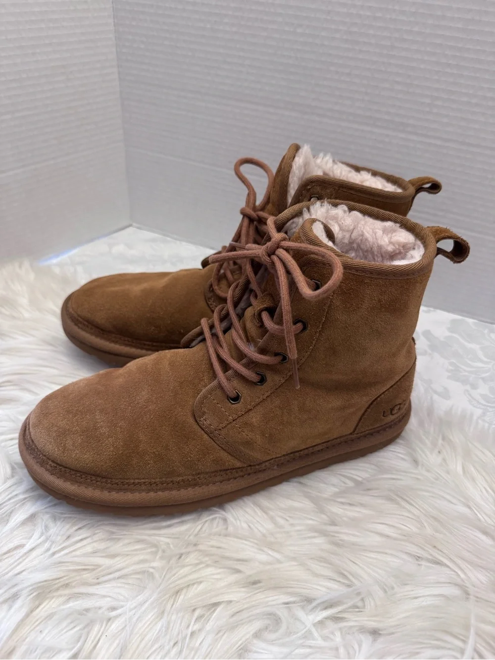 Ugg Harkley Mid Top Fleece Wool Lined Brown Casual Boots Men’s Size 8